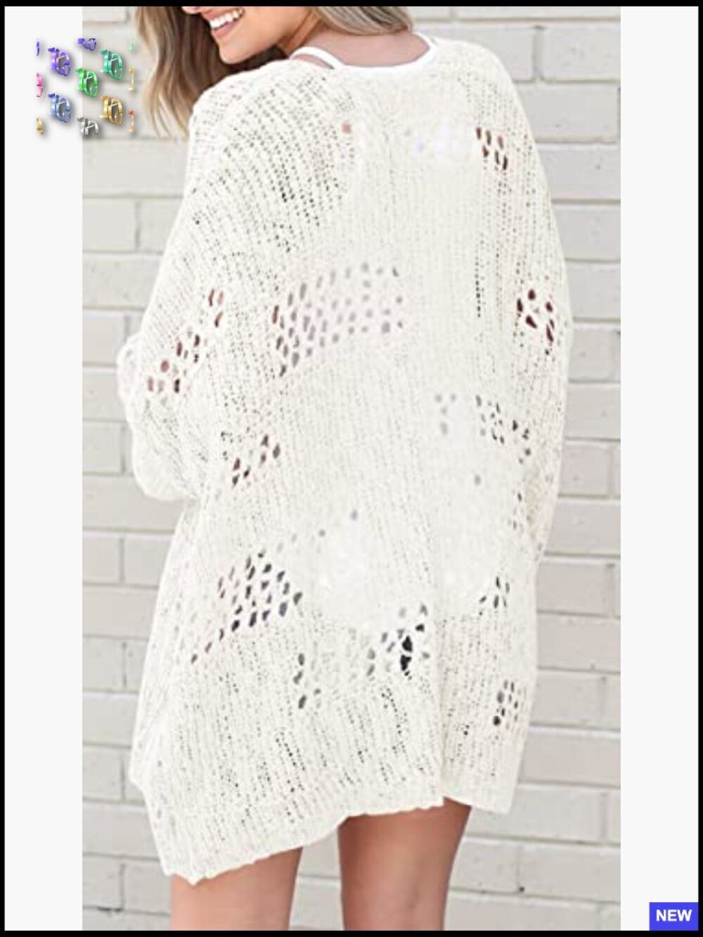 Crochet Open Front Cardigan Sweater Kimono Oversized Boho Long Sleeve - Picture 3 of 7